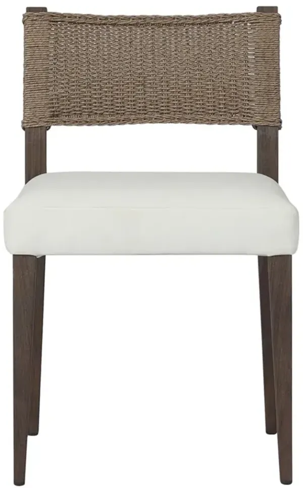 Ely Rustic Lodge Brown Woven Teak Wood Outdoor Dining Chair