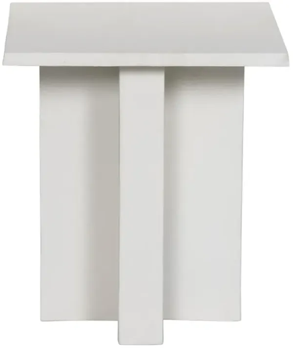 Hanne Mid Century Modern White Aluminum Square Outdoor End Table