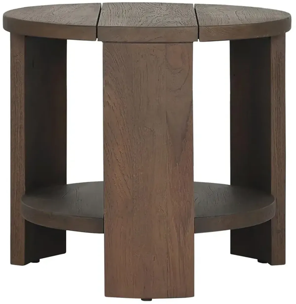 Benaiah Rustic Lodge Brown Teak Round Outdoor End Table