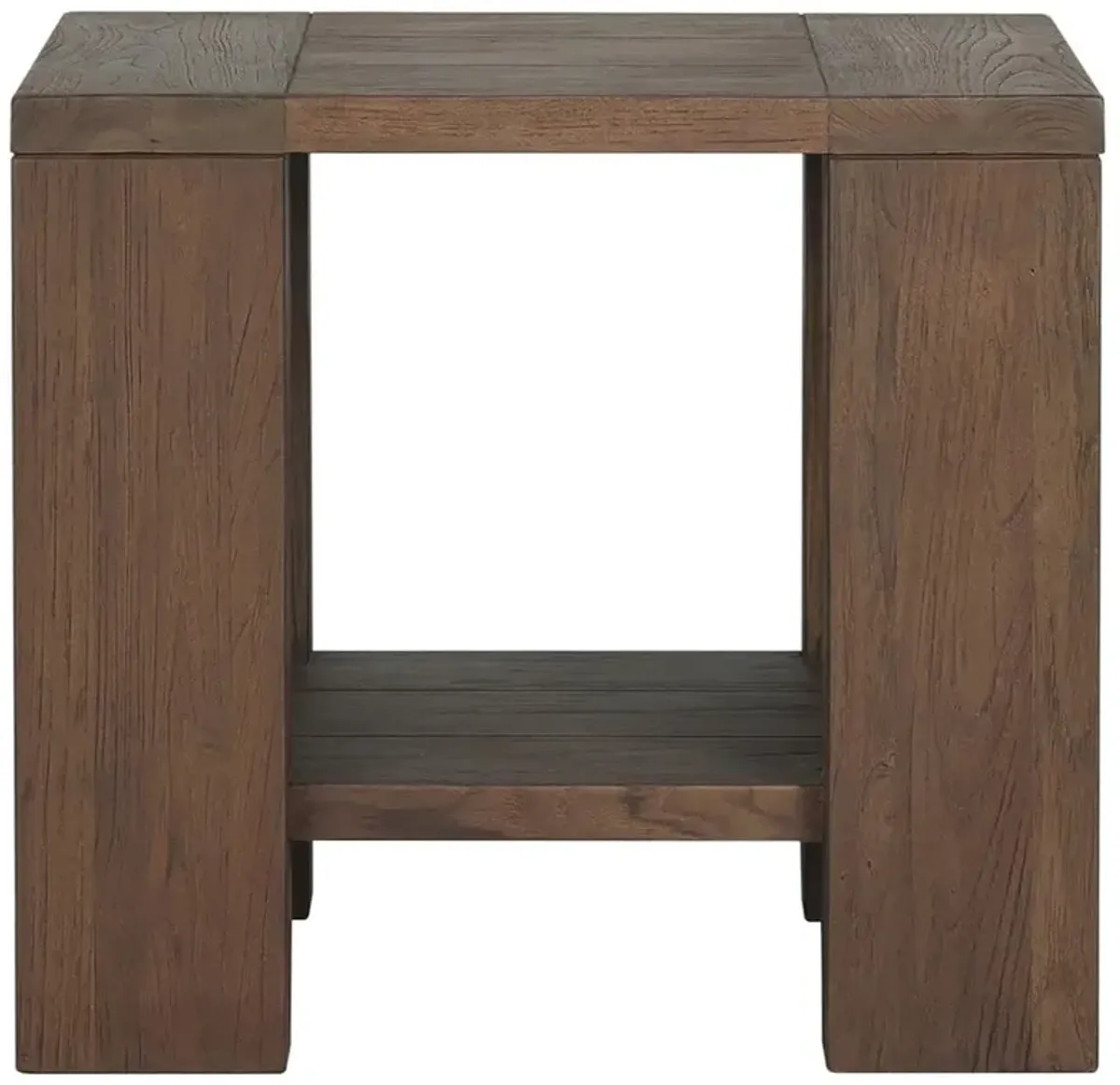 Benaiah Rustic Lodge Brown Teak Rectangular Outdoor End Table