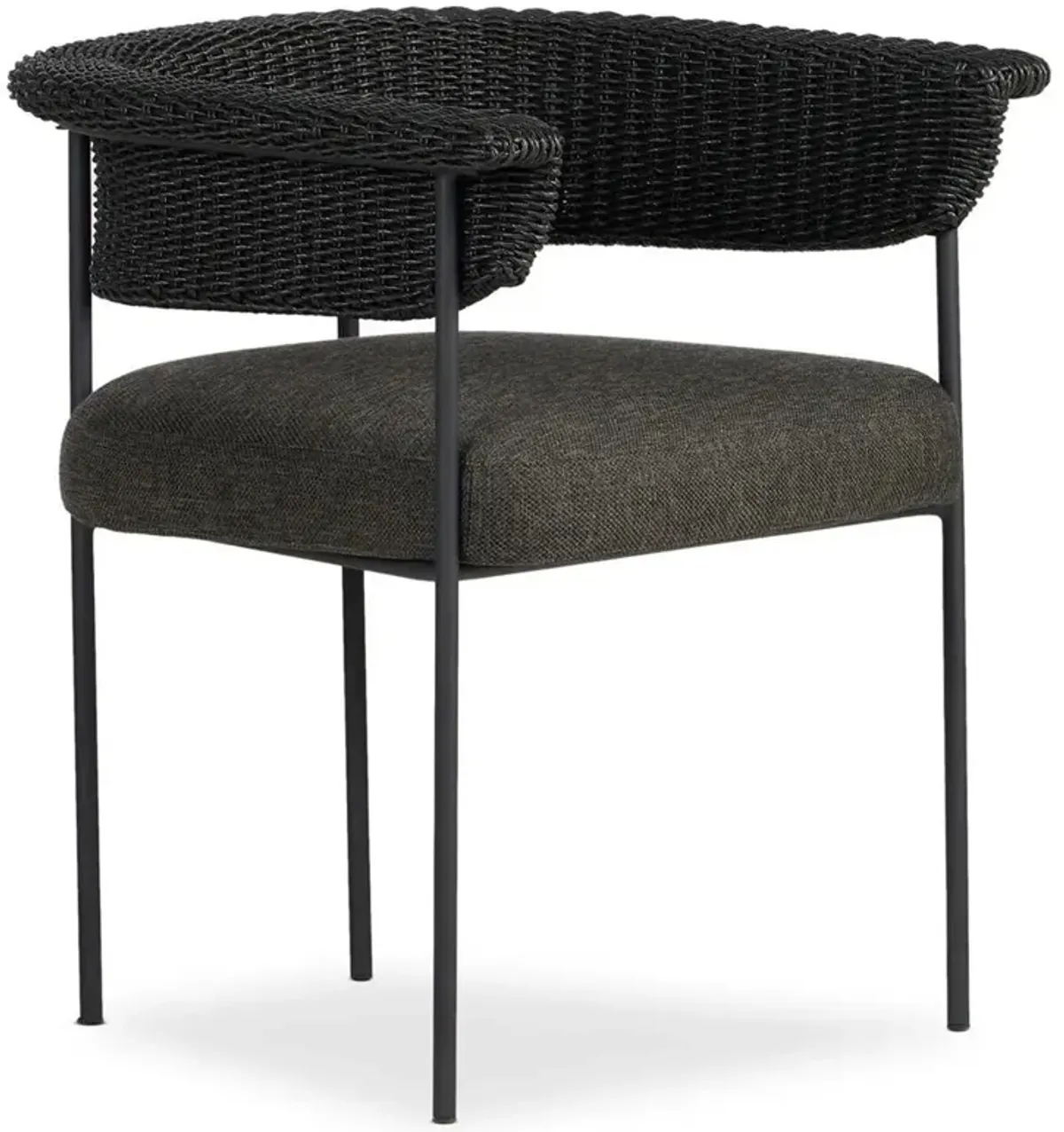 Penelope Modern Classic Black Woven Outdoor Dining Arm Chair