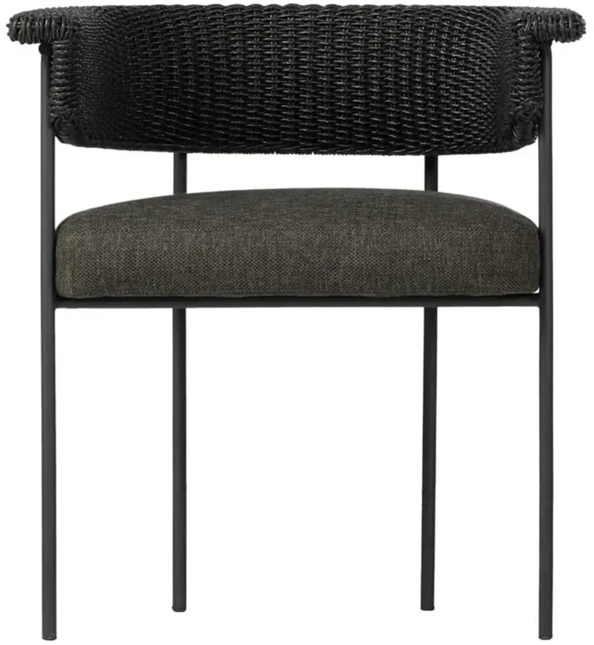 Penelope Modern Classic Black Woven Outdoor Dining Arm Chair