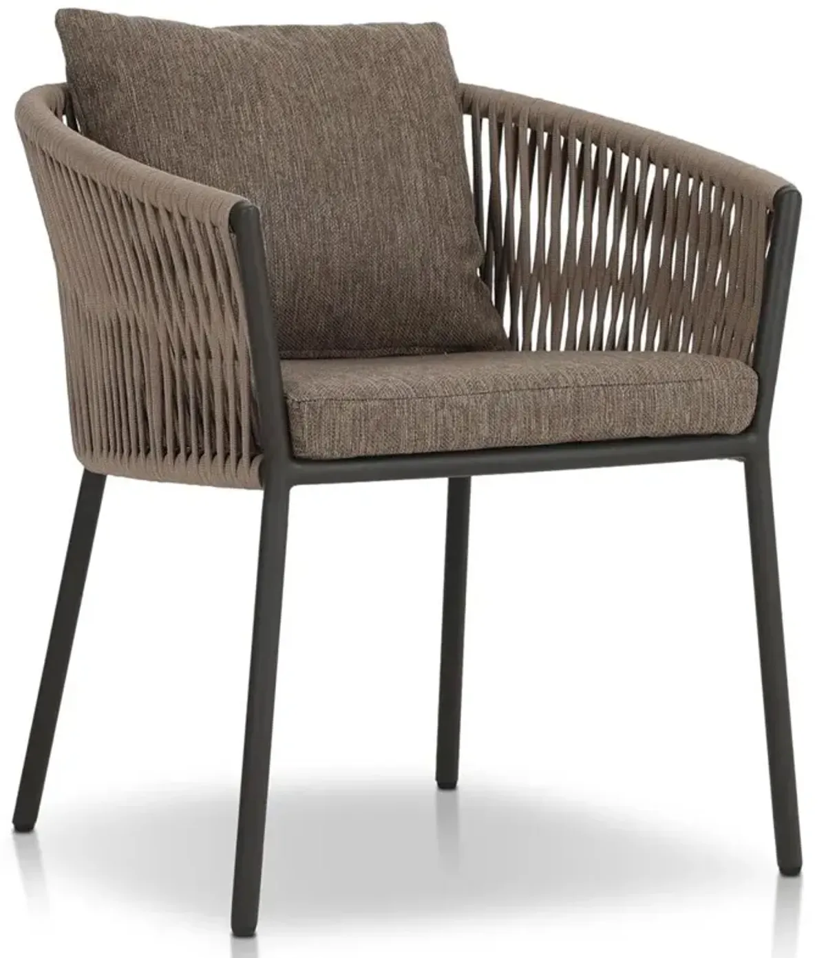 Porter Coastal Brown Upholstered Bronze Aluminum Outdoor Dining Arm Chair