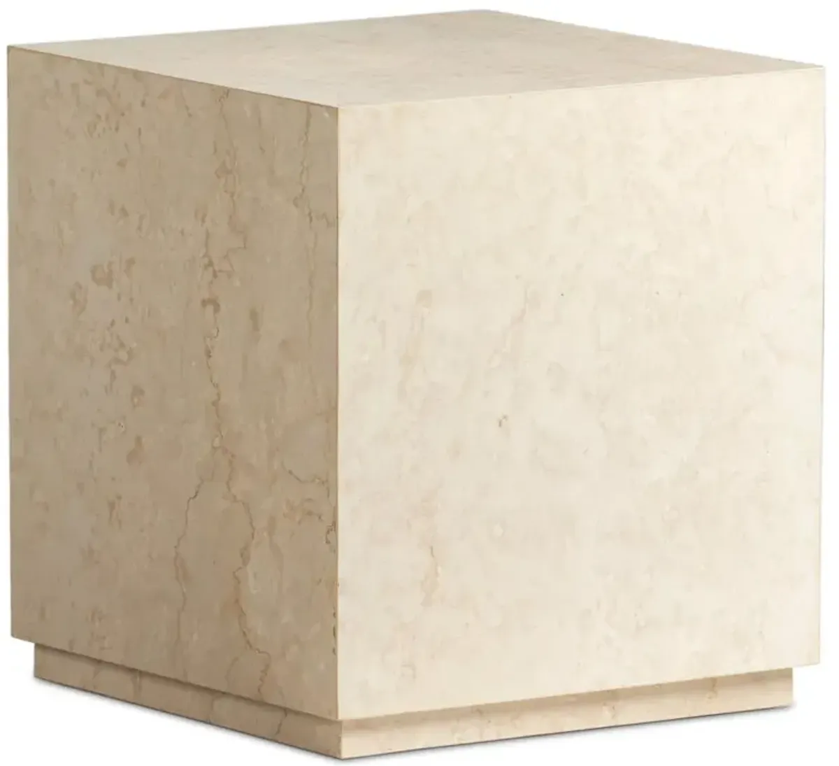 Orkins Modern Classic Cream Marble Square Block Outdoor End Table