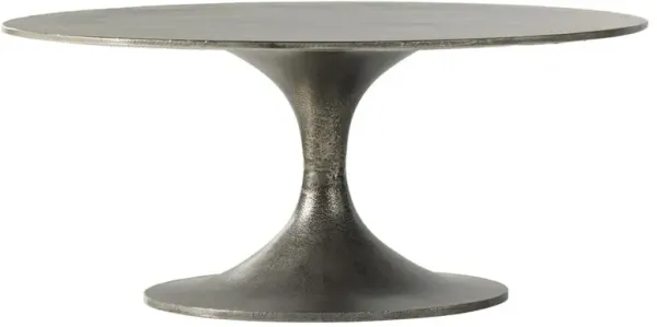 Mona French Country Grey Aluminum Round Outdoor Coffee Table