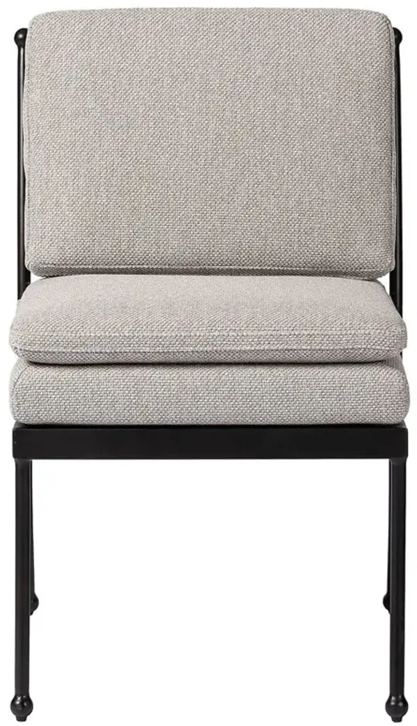 Gretchen French Country Grey Upholstered Black Aluminum Outdoor Dining Chair