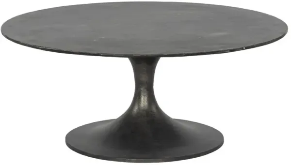 Mona French Country Black Aluminum Round Outdoor Coffee Table