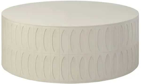 Jeremy Modern Classic White Concrete Round Outdoor Drum Coffee Table