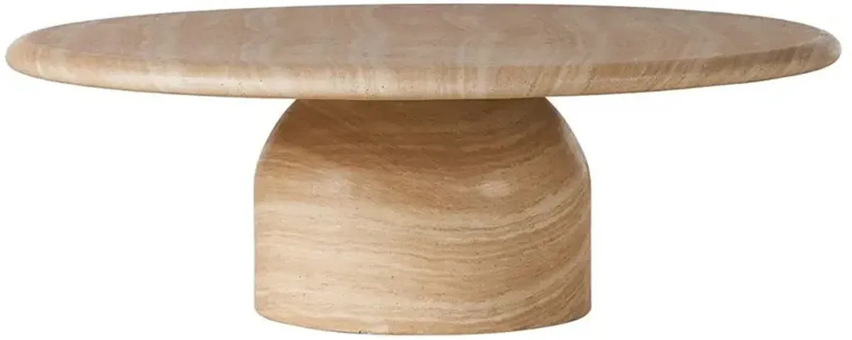 Emilia Modern Classic Sand Beige Concrete Round Outdoor Coffee Table