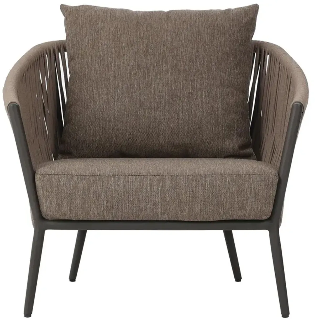 Porter Coastal Brown Upholstered Bronze Aluminum Outdoor Lounge Chair