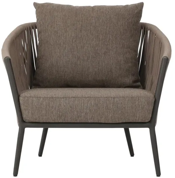 Porter Coastal Brown Upholstered Bronze Aluminum Outdoor Lounge Chair