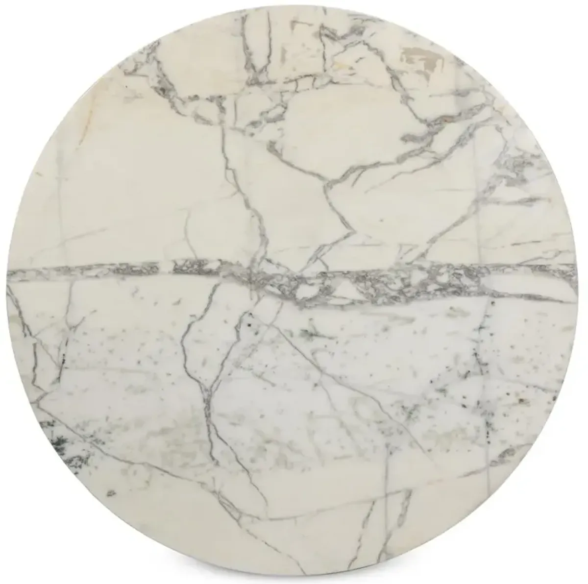 Berlin Modern White Marble Grey Aluminum Round Outdoor Dining Table - 42"
