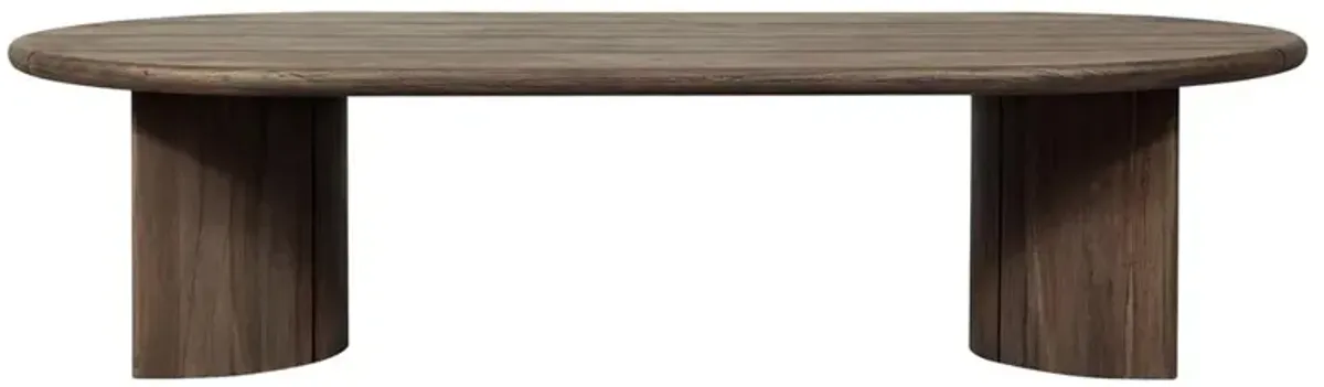 Paris Rustic Lodge Brown Teak Outdoor Oval Coffee Table