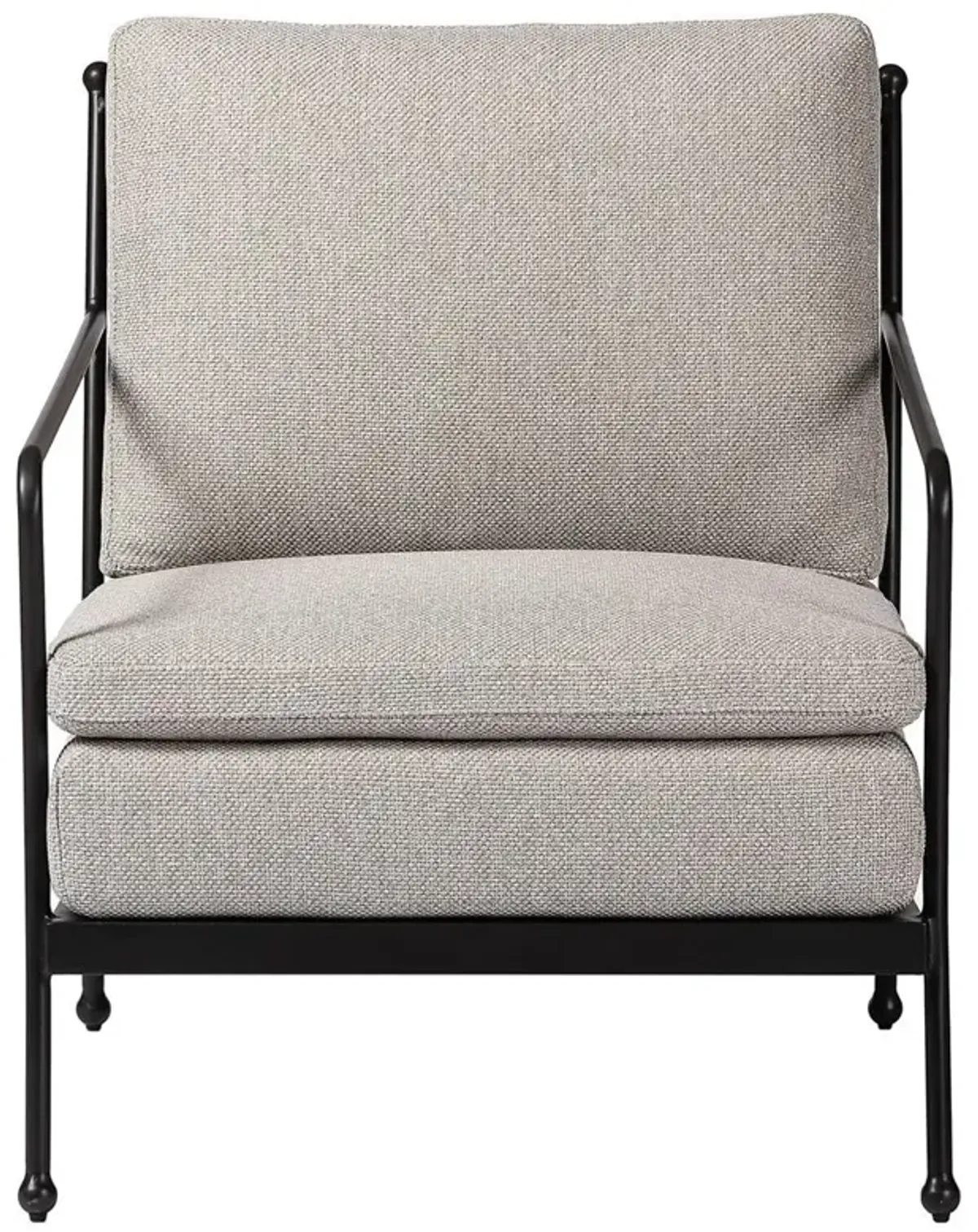 Gretchen French Country Grey Upholstered Black Aluminum Outdoor Lounge Chair