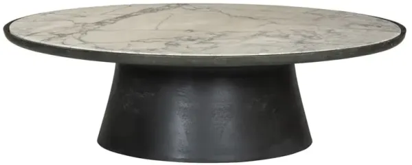 Berlin Modern Classic White Marble Grey Aluminum Round Outdoor Coffee Table