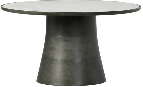 Berlin Modern White Marble Grey Aluminum Round Outdoor Dining Table - 55"