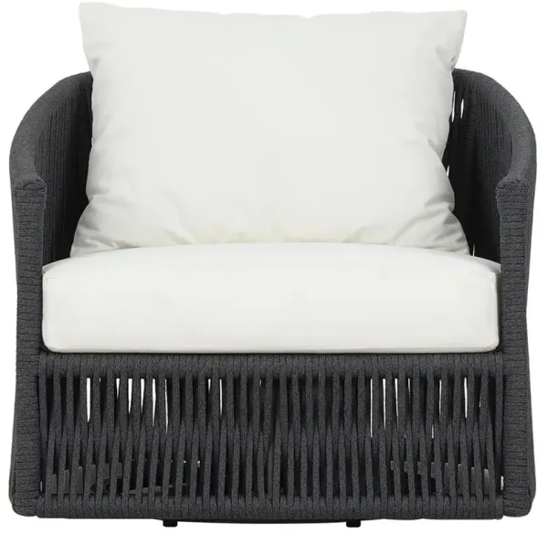 Porter Coastal White Upholstered Bronze Aluminum Outdoor Swivel Chair
