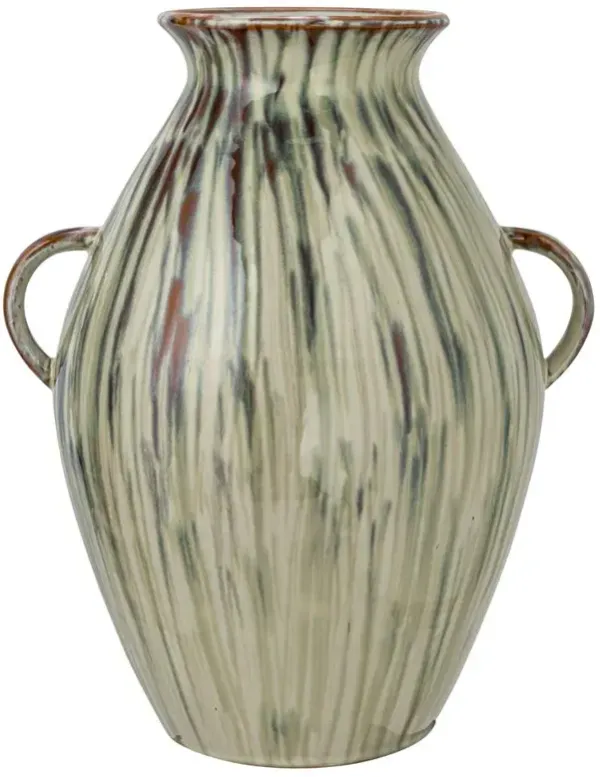 Elina French Country Green Stoneware Table Vase