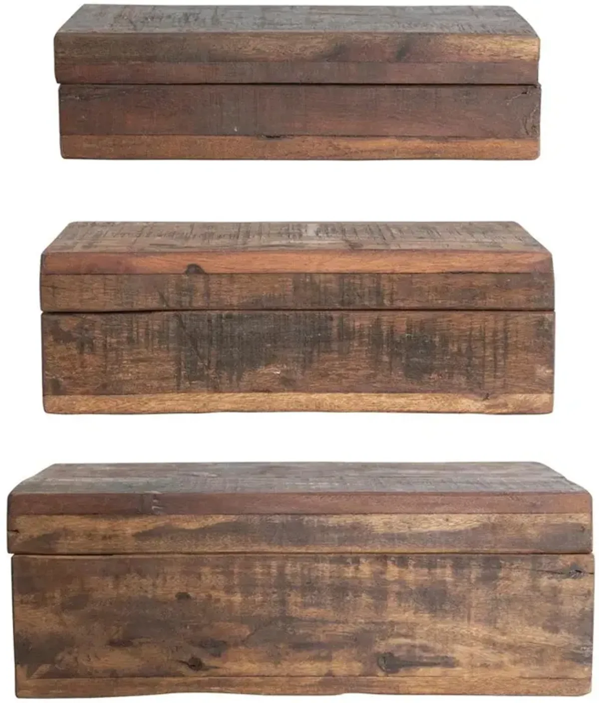 Waverly Rustic Lodge Brown Wood Vintage Decorative Box - Set of 3