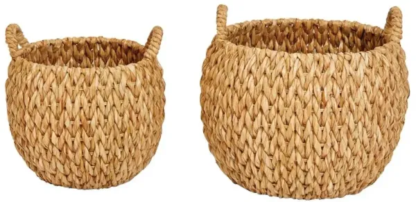 Severus Coastal Natural Woven Water Hyacinth Floor Basket - Set of 2