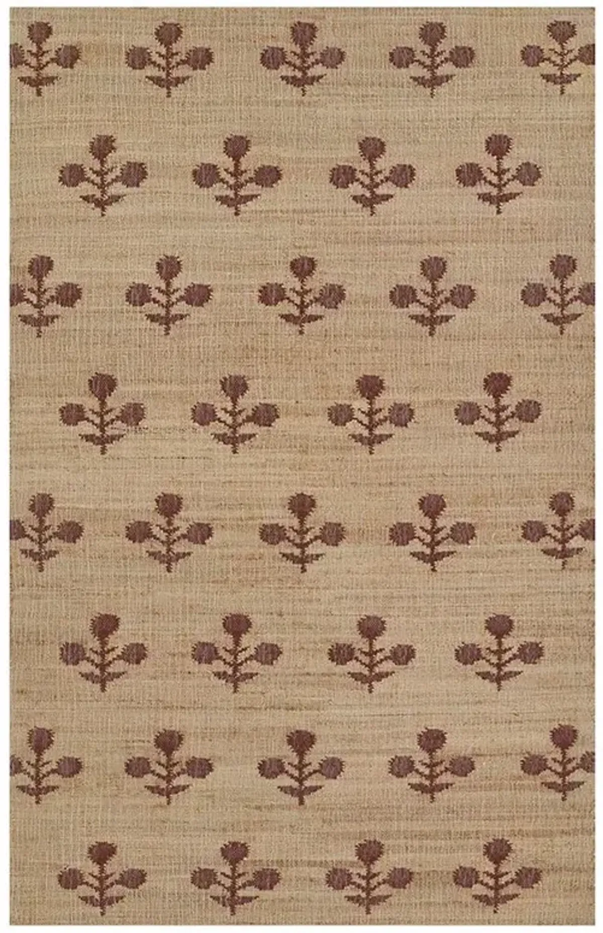Francine French Country Rust Floral Patterned Jute Rug - 5'x8'
