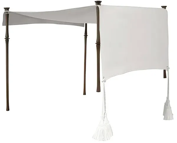 Century Andalusia French White Sunbrella Aluminum Outdoor Double Chaise Canopy