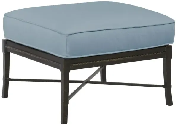 Century Andalusia French Blue Sunbrella Aluminum Square Outdoor Ottoman