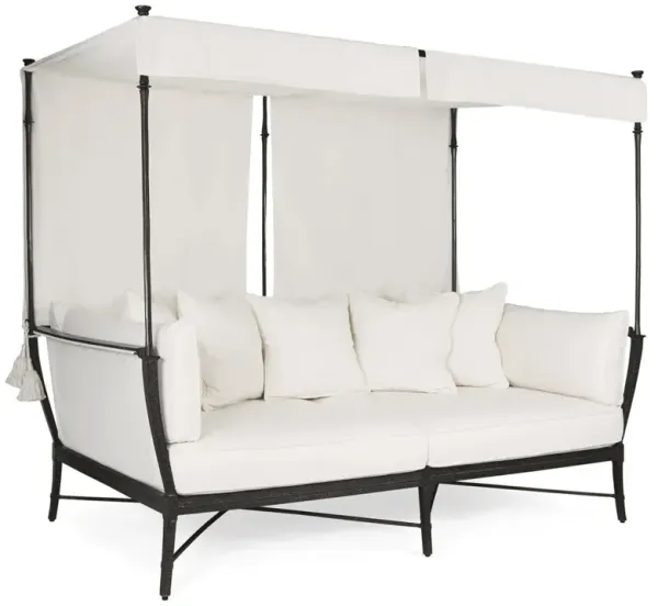 Century Andalusia French White Sunbrella Aluminum Outdoor Royal Daybed Canopy