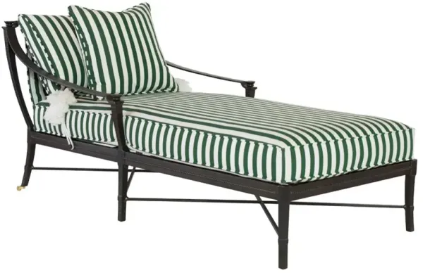 Century Andalusia French Green Striped Sunbrella Aluminum Outdoor Chaise Lounge