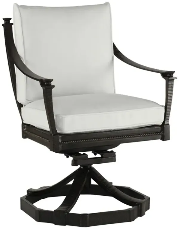 Century Andalusia White Sunbrella Aluminum Outdoor Swivel Rocker Dining Arm Chair