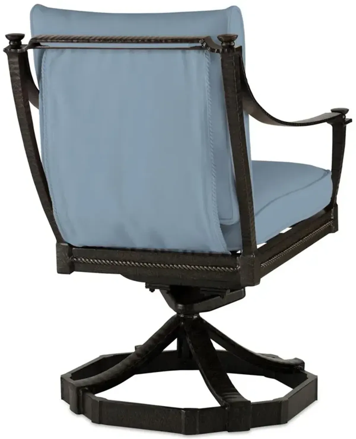 Century Andalusia Blue Sunbrella Aluminum Outdoor Swivel Rocker Dining Arm Chair