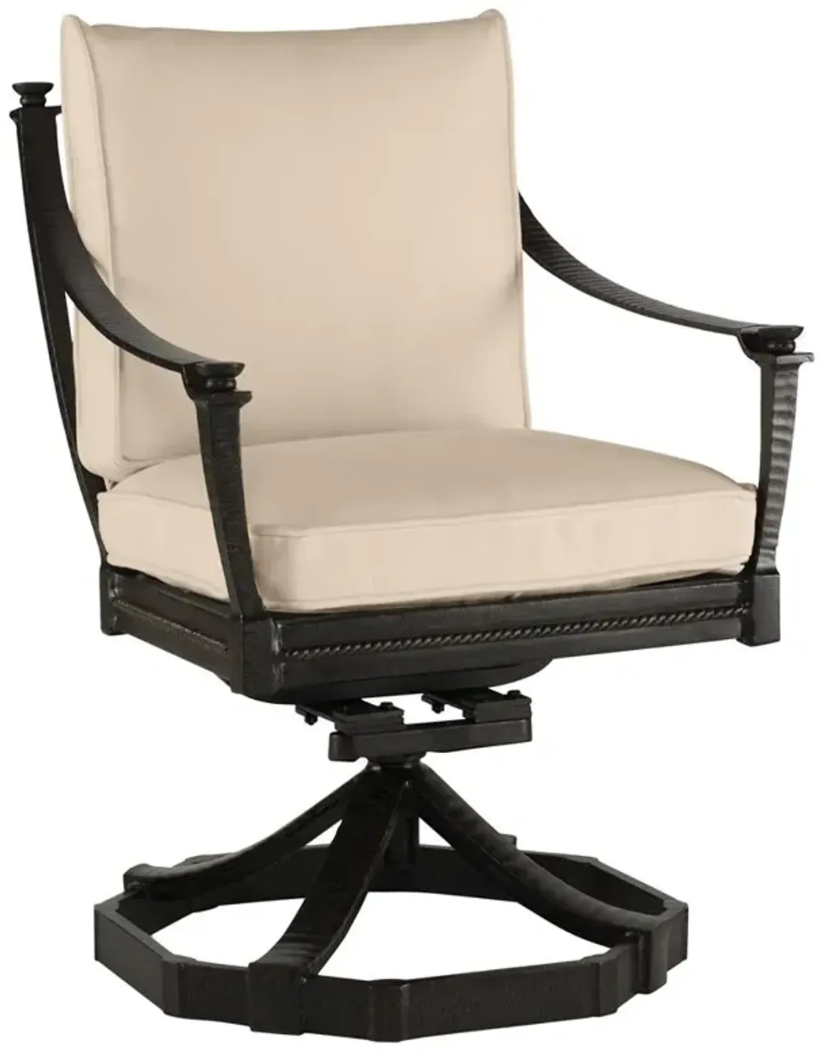 Century Andalusia Beige Sunbrella Aluminum Outdoor Swivel Rocker Dining Arm Chair