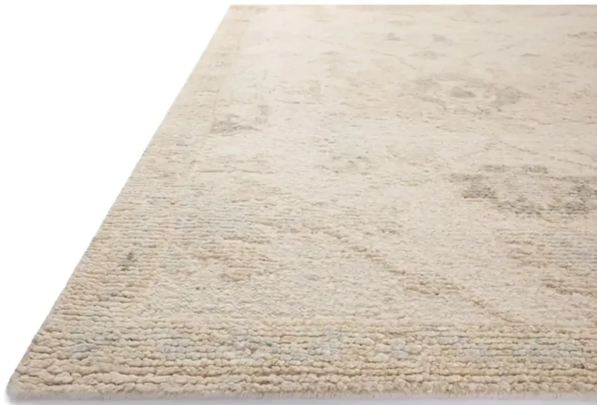 Peyton French Country Beige Wool Floral Patterned Hand Knotted Rug - 2'6"x8'6"