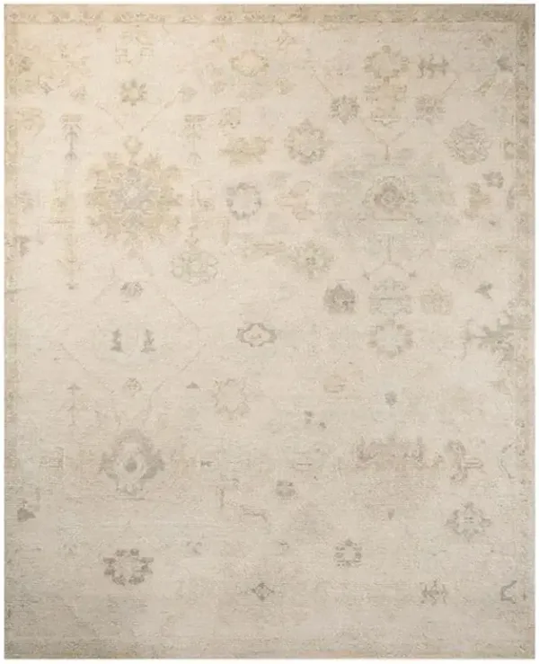 Peyton French Country Beige Wool Floral Patterned Hand Knotted Rug - 8'6"x11'6"