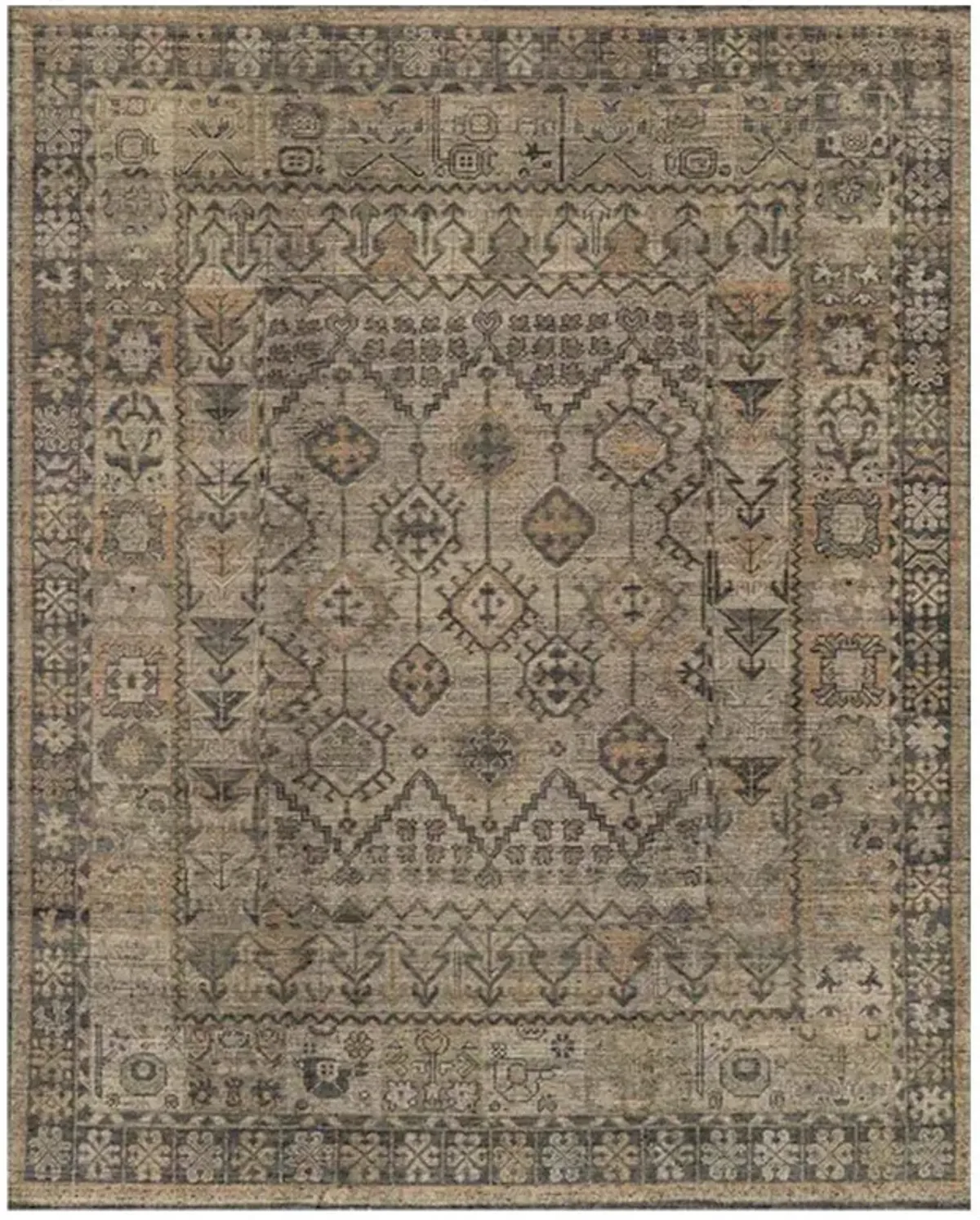 Ismael Global Bazaar Grey Wool Vintage Tribal Patterned Hand Knotted Rug - 2'9"x10'
