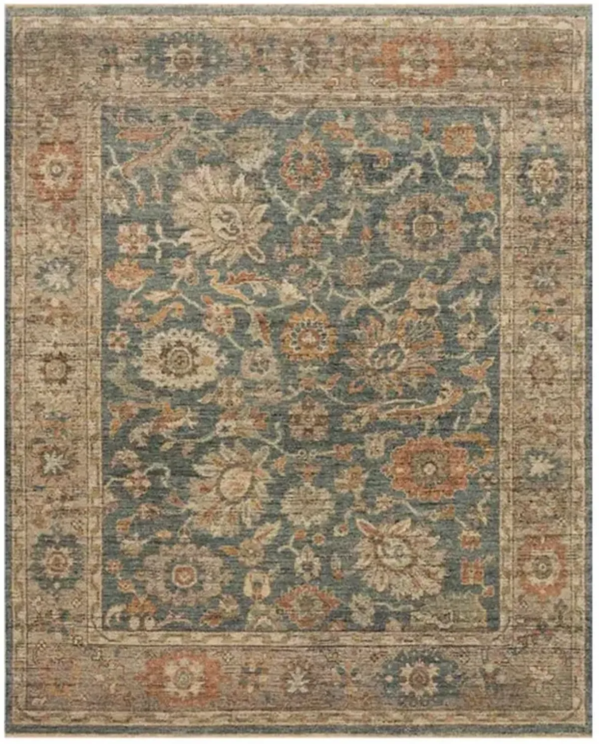 Ismael Global Bazaar Blue Wool Floral Patterned Hand Knotted Rug - 2'9"x8'