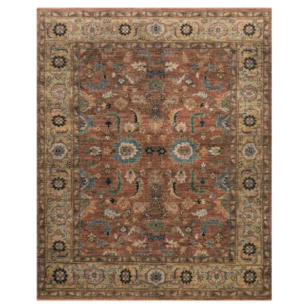 Ismael Global Bazaar Red Wool Patterned Hand Knotted Rug - 9'x12'