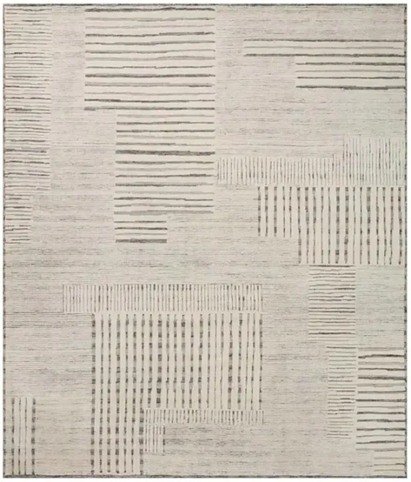 Grayson Modern Classic Grey Wool Abstract Patterned Hand Knotted Rug - 4'x6'