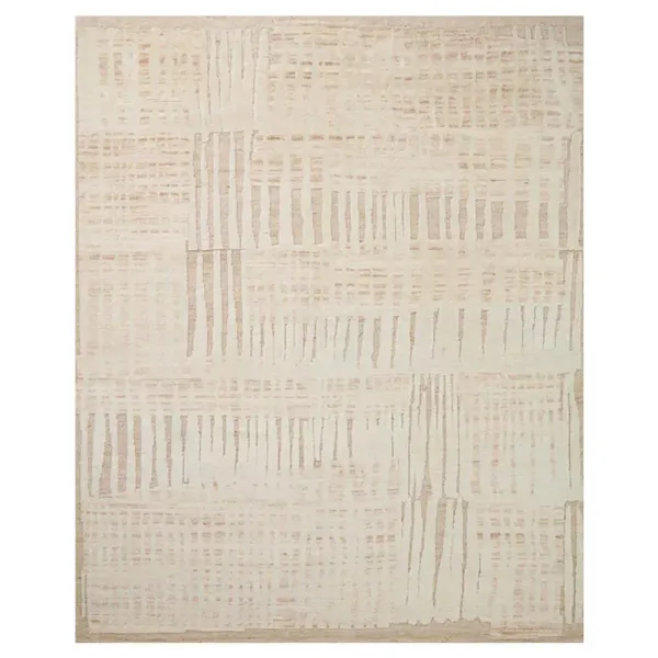 Maryn Modern Classic Blush Wool Abstract Patterned Hand Knotted Rug - 7'9"x9'9"