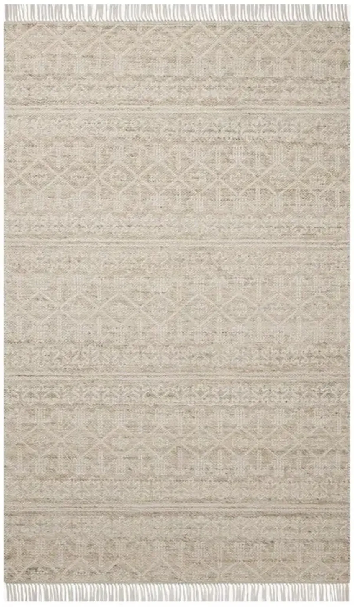 Galiana Coastal Beige Geometric Reversible Jute Rug - Sample