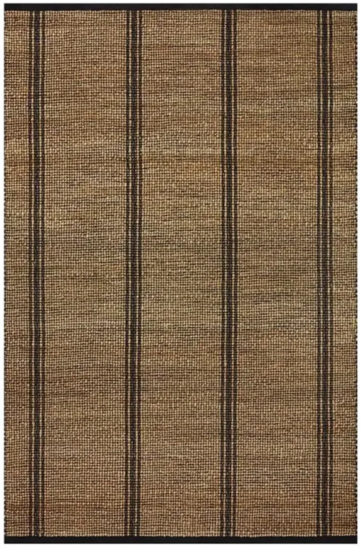 Jorren Coastal Black Striped Patterned Jute Rug - 5'x7'