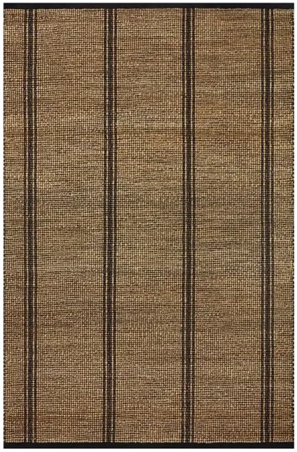 Jorren Coastal Black Striped Patterned Jute Rug - 7'6"x9'6"