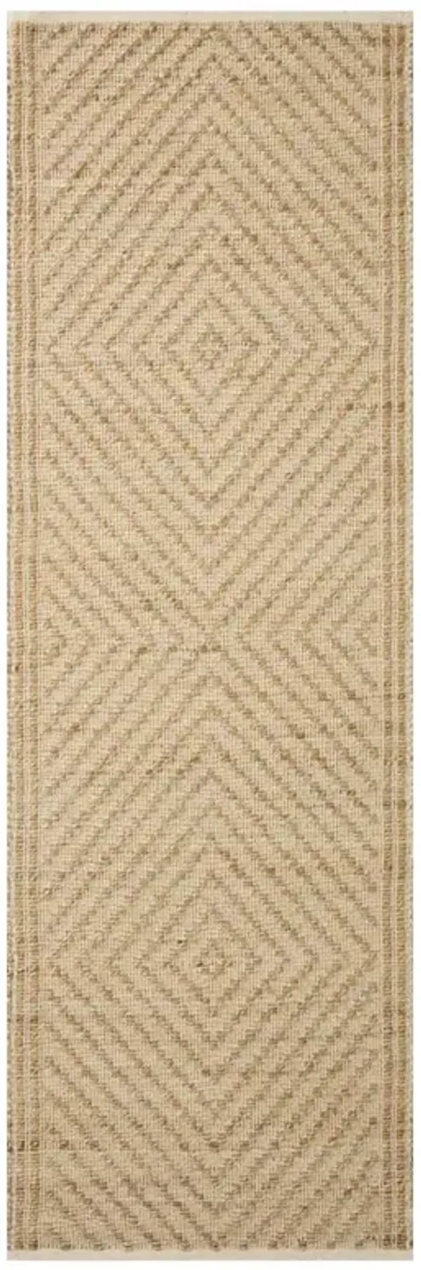 Jorren Coastal Natural Diamond Patterned Jute Rug -2'6"x8'