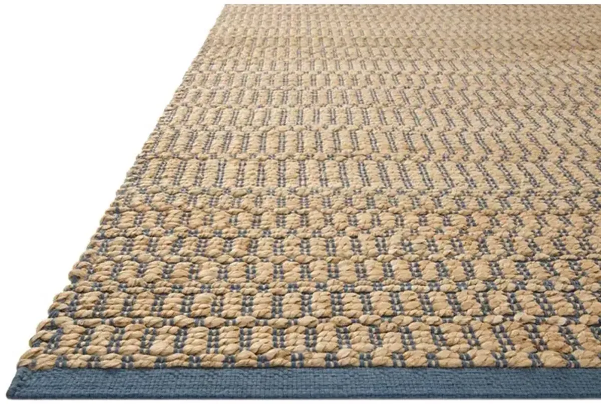 Jorren Coastal Navy Blue Linear Patterned Jute Rug - 2'x3'