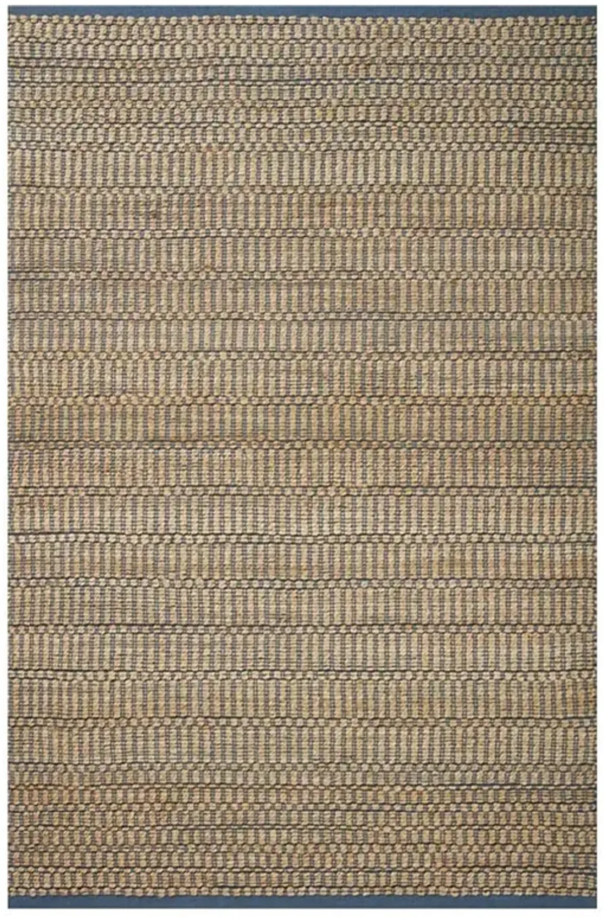 Jorren Coastal Navy Blue Linear Patterned Jute Rug - 2'x3'
