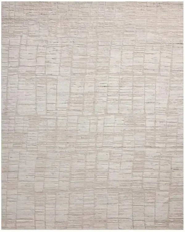 Salem Mid Century Modern White Wool Textured Solid Rug - 2'6"x8'6"