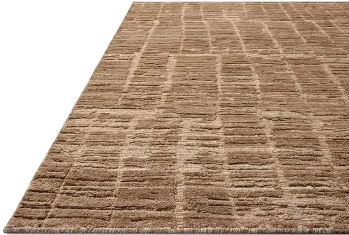 Salem Mid Century Modern Brown Wool Textured Solid Rug - 2'6"x8'6"