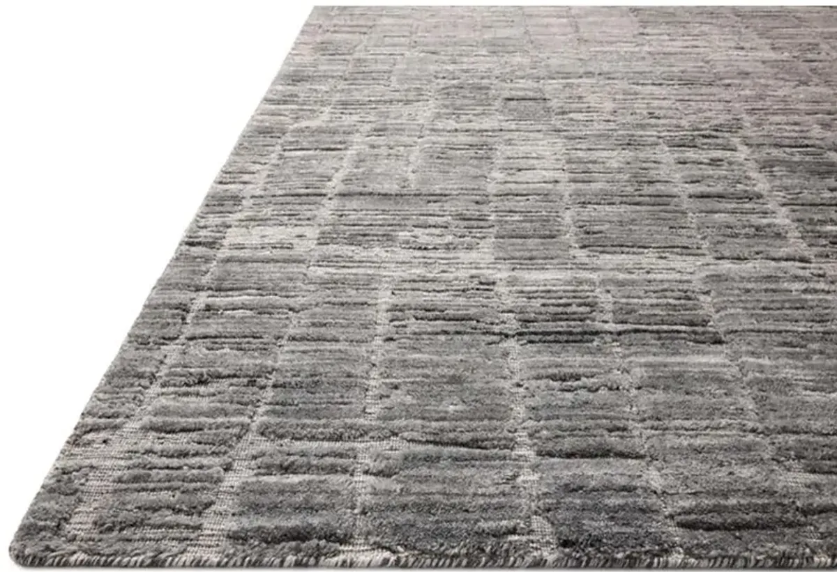 Salem Mid Century Modern Grey Wool Textured Solid Rug - 2'6"x9'9"