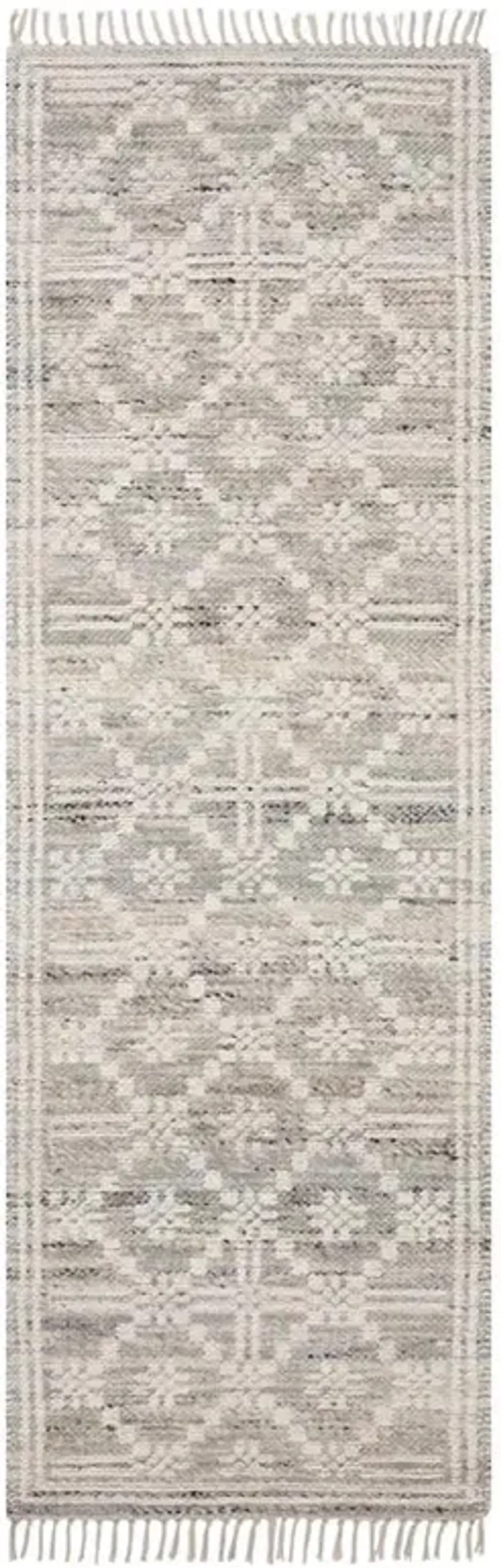 Galiana Coastal Grey Diamond Reversible Jute Rug - 2'6"x7'6"