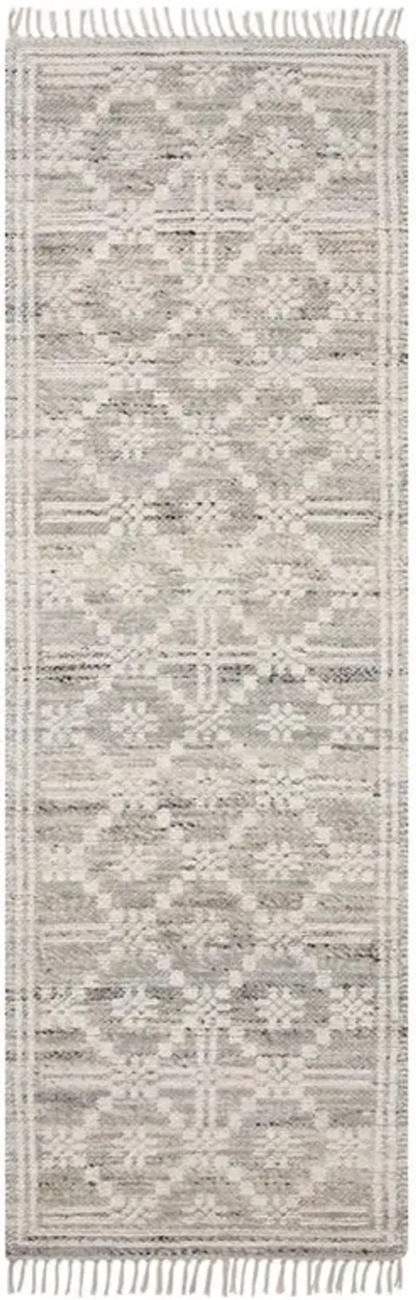 Galiana Coastal Grey Diamond Reversible Jute Rug - 2'6"x7'6"